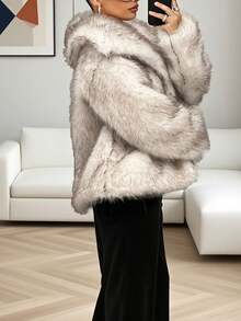 Women's Oversized Faux Fur Collar Loose Fashionable Casual Street Wear Jacket