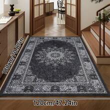 1pc Luxury Elegant Classic Geometric Floral Striped Bohemian Area Rug, Vintage Black & Gray Rectangular Soft Faux Wool Washable Carpet, Suitable For Living Room, Bedroom, Entryway, Bathroom, Hallway, Patio, Kitchen, Indoor Outdoor, All Season Large Size Mat, Home Decor - Multicolor - View 18