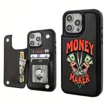 Teléfono dinero moda cuero 16 15 14 13 11 12 Pro Plus Flip Cover con ranura para tarjeta usuarios de negocios de alta gama cuero negro - Negro - Ver 8