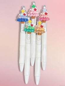 5 pezzi Penne decorative 3D con albero di Natale carino - supporto bianco, forniture per feste e vacanze, regali di Natale (stile casuale)