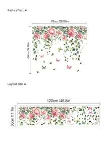 1 件墙贴 - [粉色花朵、绿叶、蝴蝶、蜂鸟] PVC 自粘可移除墙贴，适用于托儿所、儿童房、游戏室或教室 - 适合任何空间的可爱创意墙面装饰