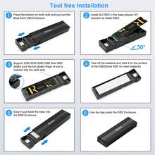 Reletech 1pc USB 3.1 Type-C 10Gbps External Solid State Drive Enclosure - Dual Protocol (NVMe/SATA) Compatible With MacBook/Windows