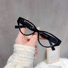 1pc Unisex Simple PC Frame Fashionable Business Style Anti-Eye Fatigue Glasses, Transparent Lens Non-Prescription Glasses Accessories - Clear - View 17