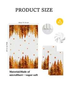 2 Pcs Thanksgiving Kitchen Towels Autumn Orange Forest Dish Towels Maple Leaf Tea Towels Microfiber Hand Towels Cute Gnome Bathroom Hand Towels Autumn Absorbent Towels