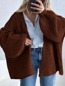 Women's Oversized Cardigan Fall Long Lantern Sleeve Knit Cardigan Lightweight - Màu caramel - Xem 6