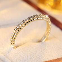 1 szt. Minimalistyczna cienka obrączka ślubna z błyszczącą cyrkonią sześcienną dla kobiet