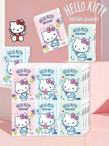 Sanrio Souvenir 1 Pack Sanrio Hello Kitty Printed Tissue | Natural Wood Pulp | Toilet Paper, Toilet Paper Easy To Carry When You Go Out, 18 Packs Random Portable Skin-Friendly Cartoon Cute Handkerchief Paper, Dinner Paper White Paper Thickened Facial Tissue