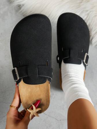 Women's Casual Solid Color Suede Slip-On Mule Slippers, Available In Thermal-Lined And Non-Thermal Versions