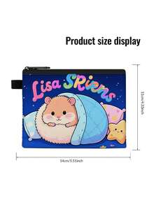 1 pieza Monedero compacto con cremallera, bolsa con cremallera de poliéster de moda y duradera, diseño divertido impreso con estilo de hámster encantador, ideal para guardar monedas y pequeños artículos esenciales, cierre , regalo original, material duradero, fácil de mantener