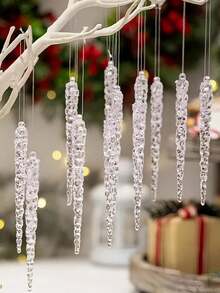 24 pièces - Ensemble d'ornements de glaçons - Décoration de Noël Ensemble de glaçons acryliques transparents pour décorer les arbres de Noël, les célébrations de fêtes, les mariages et les fêtes d'hiver.