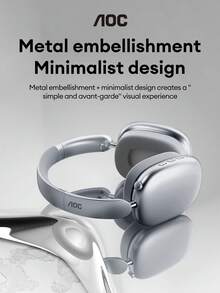 AOC ACH2511 蓝牙耳机，具有 ENC 降噪、高保真环绕声、低延迟、麦克风、长电池寿命、有线/无线双模式、可折叠设计，兼容智能手机和电脑 - 彩色 - 查看 1