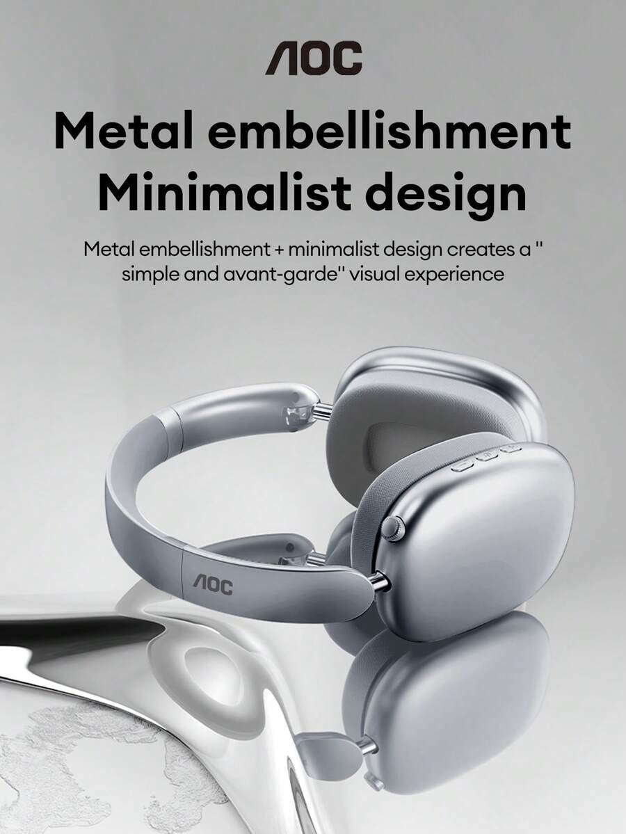 AOC ACH2511 蓝牙耳机，具有 ENC 降噪、高保真环绕声、低延迟、麦克风、长电池寿命、有线/无线双模式、可折叠设计，兼容智能手机和电脑 - 彩色 - 查看 1
