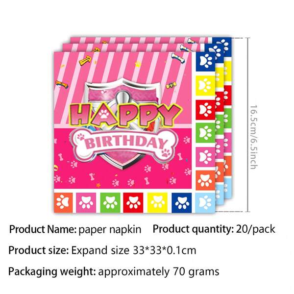 Paw Patrol 20PCS PAW Patrol Table Napkins – Happy Birthday Decor Essentials! Featuring Skye, Disposable Paper Towel Tissues For Parties. Perfect Favors & Supplies To Elevate Celebration Setups. Adorable Themed Design, Ideal For Birthday Gatherings & Casual Get-Togethers. Convenient, Disposable For Easy Cleanup. A Must-Have For PAW Patrol Fans To Add Charm To Dining Moments!