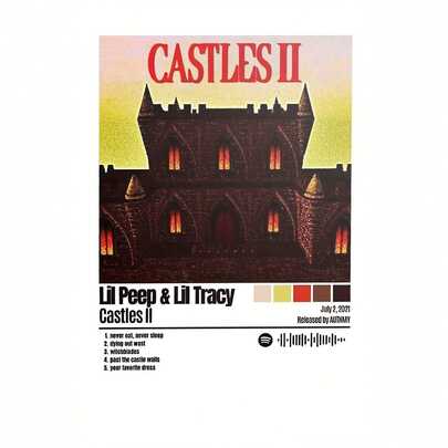 Castles II & Lil Tracy Canvas Poster | 12x18" Frameless Wall Art | Vintage Castle Design With Warm Tones | Durable High-Quality Canvas Print | Perfect For Home, Office, Cafe, Bedroom, Bathroom, Kitchen Decor, Cafe Decoration | Vintage Castle Art | Artistic Wall Poster, Large Canvas Wall Art