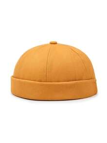 1 件男女通用无檐码头工人帽，简约纯色设计，舒适透气面料可调节带帽，适合日常休闲穿着、街头时尚、复古造型和户外活动