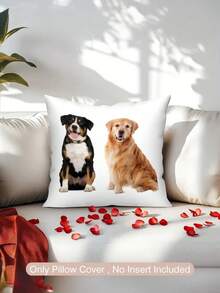 1pc Customizable Name Text Photo Portrait Landscape Nature DIY Throw Pillow Cover, Family Couple Kids Pet Friend Single-Sided Printed Cushion Cover For Living Room Sofa Bedroom, Suitable For All Seasons, No Pillow Insert, Christmas Gift Supplies