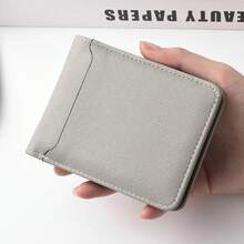 Simple Solid Color Short Wallet, Business Leisure Card Holder, Men's Wallet, ID Card, Bank Card, Men's Wallet - màu xanh lá - Xem 4