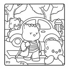 1 Stück FUZZY MEOWVIES 32-seitiges Warm Life of Stuffed Animals, Malbuch für Erwachsene zur Entspannung und Stressabbau, enthält süße Haustiere, um Freunde zum Spazierengehen einzuladen, das Muster ist bequem, die Linien sind klar und es sind verschiedene komfortable Musterszenen enthalten, Schulanfang, Schulmaterial, Zeichnen & Malen, Halloween, Weihnachten