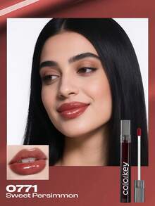 COLORKEY Mirror Gloss Lip Tint, Shiny Moisturizing Lip Gloss, Non-Sticky, Long-Lasting, Nourishing Lip Makeup. Liquid Lipstick, Super Moisturizing Lip Gloss, Caring For Lips, Creating Exquisite Lip Makeup. Cosmetic Brand Product, Suitable For Women And Girls, Ideal Choice For Autumn And Winter, Can Create Latte Makeup, Y2K Makeup, 90s Makeup, Cool Girl Makeup, Lip Makeup Matching, Bridal Makeup, Valentine's Day - O771 Hồng ngọt - Xem 4