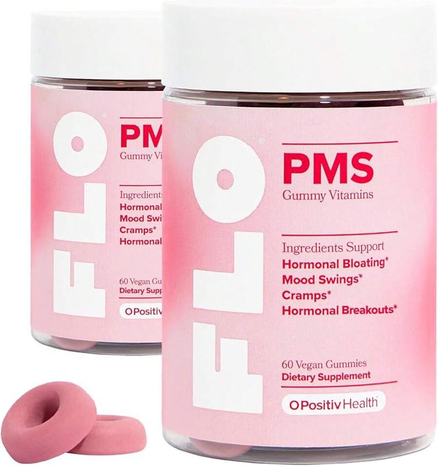 O Positiv FLO PMS Vitamins For Women, 30 Servings (Pack Of 1) - Proactive PMS Relief - Targets Hormonal Breakouts, Bloating, Cramps, & Mood Swings With Chasteberry, Vitamin B6, & Lemon Balm - Kẹo dẻo PMS (Gói 2 viên) - Xem 1