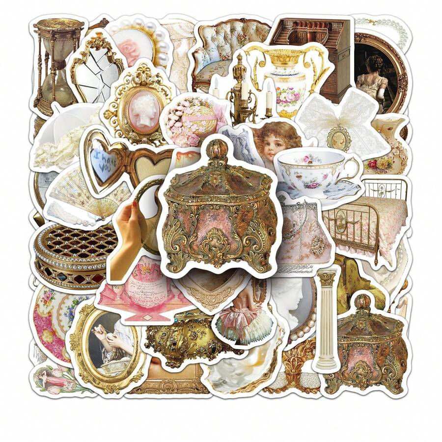 50张复古贴纸，Y2K风格贴纸，复古美学贴纸，艺术贴纸，趣味贴纸，酷炫贴纸，散装贴纸，适用于笔记本电脑、滑板、日记本、笔记本、手机、杯子、吉他、行李箱、电脑、冰箱、桌子等。剪贴簿用品，趣味贴纸，笔记本电脑贴纸，Kindle手机贴纸。