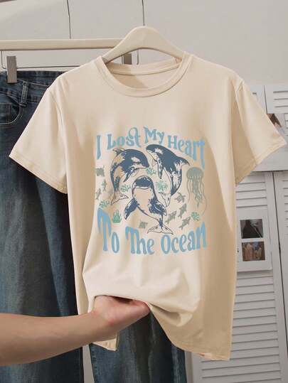Summer New Arrivals: Women's Round-Neck Short-Sleeved T-Shirts Featuring Ocean, Nature, And Care For Nature Graphics. These Graphic Tees Exude A Sweet And Gentle Charm, And Are Perfect For Summer Outfits
