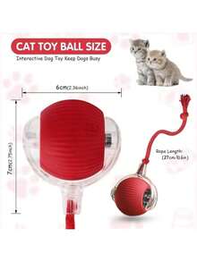 1 Pieza Pelota interactiva inteligente, juguetes para amantes de los perros y mamás de perros, juguetes para amantes de los gatos y mamás de gatos, pelota automática inteligente de 360° que se mueve por sí sola, para entretenimiento de mascotas, suministros y regalos para amantes de perros/gatos y mamás de perros/gatos, viene con una cuerda y una pelota de saltar