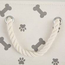 Bone Dry - Contenedor de almacenamiento de juguetes y accesorios para mascotas DII, cesta organizadora plegable para decoración del hogar, juguetes para mascotas, mantas, correas y comida, Paw Gris, rectangular Chico - Pata hueso gris - Ver 3