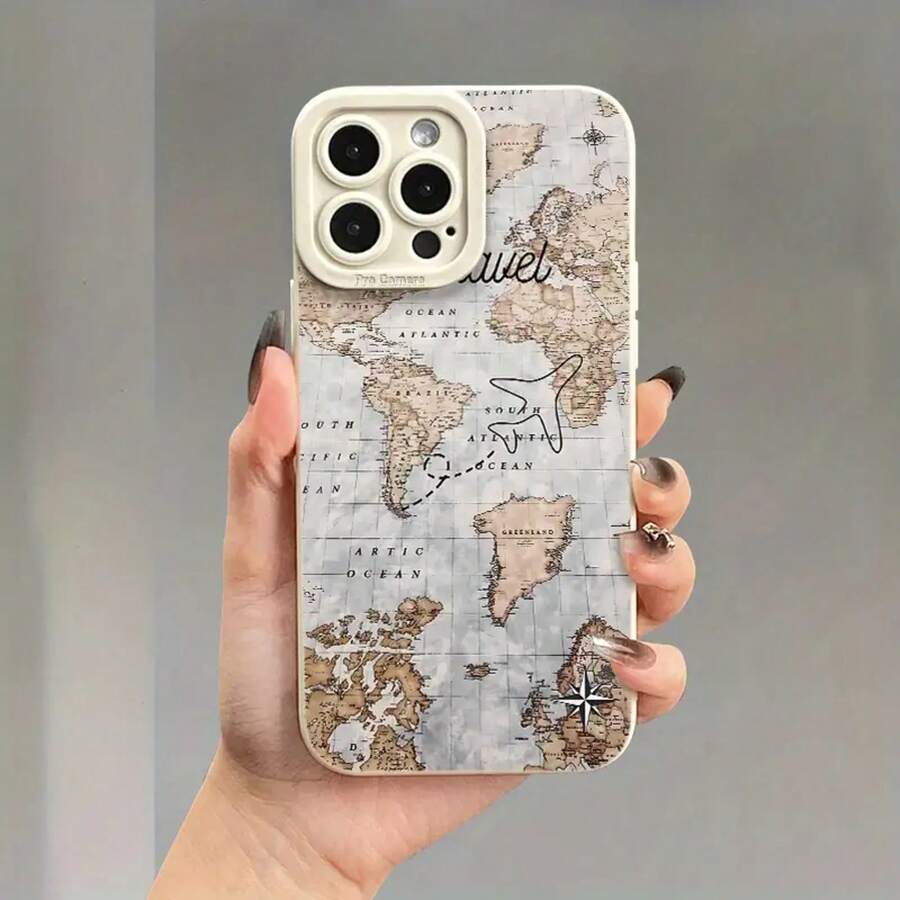 Funda de teléfono suave con estampado de ruta de viaje, ojos de ángel, acabado mate con impresión UV y protección de 360 grados para iPhone 11 12 13 14 15 16 Pro Max XR X/XS 7 8 Plus y smartphones - Negro - Ver 1