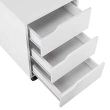 HOMCOM 3 Drawer Mobile File Cabinet, Vertical Filing Cabinet With Wheels For Home Office, White - White - View 9