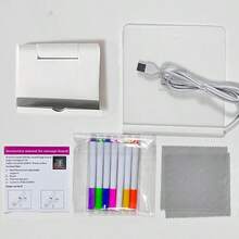 1 Set DIY Handpainted LED Message Board, 7 Color Paintbrushes, Transparent Acrylic Glow-In-The-Dark Drawing Board, Handmade Holiday LED Illuminated Writing Board, Painting Tool Kit With Stand, USB Powered Erasable Surface, Suitable For Office, School, Home Decor - Multicolor - View 6