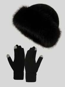 Set de 2 piezas de sombrero cálido y guantes de punto estilo coreano para mujer, sombrero balde, gorro. Adecuado para usar a diario en otoño/invierno, accesorios de invierno, atuendos de invierno, atuendos de otoño