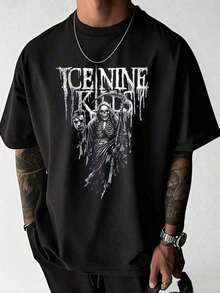 Ice Nine Kills – Grim Reaper T-Shirt       Cotton Summer T-Shirt For Women Vintage Shirts Graphic Tees Men Camisas Para Hombre Funny Shirts Printed & Shipped In USA - 黑色 - 查看 1