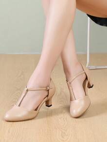 SENMANYU Character Shoes For Women Dance Shoes  2.17" Ankle Strap Dancing Heels For Ballroom Salsa Tango Flamenco Latin  Wedding Shoes - 杏色 - 查看 5
