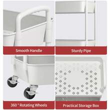 Trolley de herramienta de almacenamiento de 4 capas, carrito de almacenamiento multifunción, adecuado para oficina, sala de estar, cocina, almacenamiento de almacenamiento móvil con ruedas, blanco, negro - Blanco - Ver 4