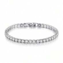 S925 Sterling Silver Plated Bracelet Zirconia Tennis Ball Women Fashion Simple Engagement Wedding Charm Jewelry 4mm 16-23cm