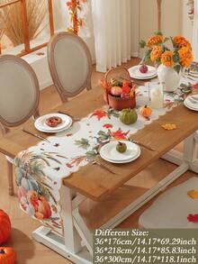 1 pièce Chemin de table en polyester imprimé numériquement, motif citrouille et blé, convient pour la table à manger, le meuble TV, la commode, les étagères, la décoration d'intérieur, les festivals, Halloween, les fêtes, les mariages, toutes les saisons, plusieurs tailles disponibles