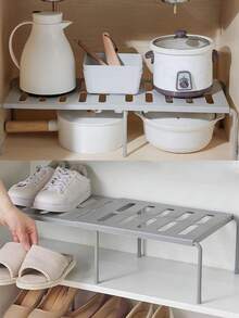 1 pieza Separador de estantería expandible, sin necesidad de perforar, organizador de almacenamiento de cobertura completa para armario, cocina, dormitorio, tocador de baño - Multicolor - Ver 4