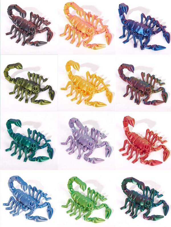 1PC Colorful 3D Printed Scorpion Figurines With Gift Bag - Vibrant Plastic Statues For Home, Office & Living Room Decor, Collectible Art Pieces For Indoor & Outdoor Display, Desk Decoration, Scorpion Deco, Halloween Decorations, Fidget, Anti Stress, Fidget Toys, Perfect Gift For Birthday, Halloween, Christmas