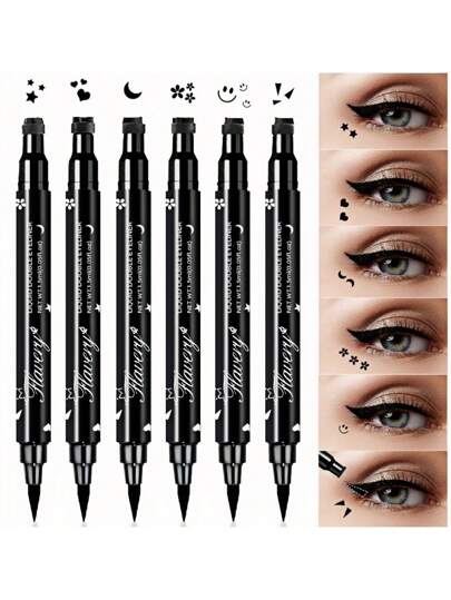 1 pezzo Eyeliner a doppia punta nero, antistordimento e facile da applicare, uso doppio spesso e sottile, ideale per la stagione scolastica, regalo di Ognissanti e Natale