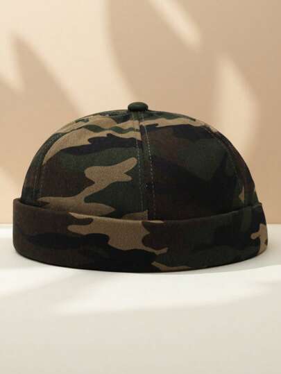 1 Stück unisex Mütze ohne Schirm mit minimalistischem einfarbigem Design, angenehm atmungsaktiver Stoff, verstellbarer Riemen, für lässigen Alltag, Straßenmode, Retro-Stil & Outdoor-Aktivitäten