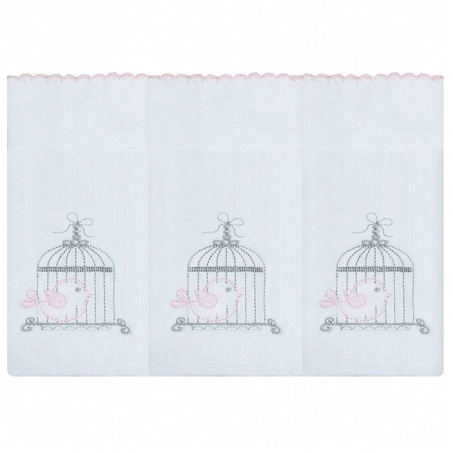 Soft 100% Cotton Double Embroidered Shoulder Diaper For Baby - Pink Cage - View 1