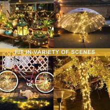 1pc, LED Solar Outdoor String Lights, Copper Wire Fairy Garland Lights, 8 Modes Solar Power Garden Smart Light For Party Wedding Lawn Patio Pathway Tree Ramadan Halloween New Year Christmas Decorations
