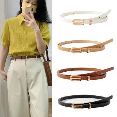 1/4 件简约 U 型扣女士细腰带，优雅高端连衣裙设计，适合休闲装、工作装、牛仔裤、夹克，是情人节、母亲节、妇女节、圣诞节的完美礼物