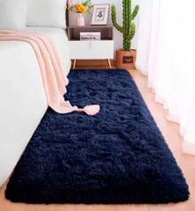 Soft Shaggy Bedside Runner Rug 1.30 X 0.50 M - 黑色 - 查看 1