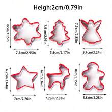 6pcs Christmas Cookie Cutters - Gingerbread Man, Angel, Snowflake, Christmas Tree, Reindeer, Christmas Star - Stainless Steel Cookie Cutter Set With Protective Soft Silicone Edges, For Baking Christmas Christmas Decorations Christmas Pajamas Christmas Gifts Christmas Decor - Multicolor - View 2