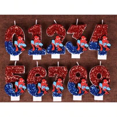 Marvel 1 pezzo Candelina digitale di Spider-Man rosso e blu Marvel, adatta per decorare torte di compleanno, feste, matrimoni, lauree, illuminazione decorativa di alta qualità, divertente decorazione per feste, accessori per l'atmosfera della festa