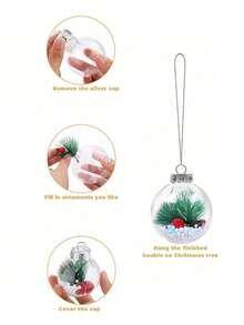 10/5/1pc透明圣诞装饰塑料球，圣诞节DIY手工配件塑料空圆球，圣诞树装饰，家居装饰道具，节日派对气氛装饰空球，拍照装饰道具，适用于万圣节，DIY手工道具，圣诞树，拍照道具，家居装饰，节日派对装饰 - 彩色 - 查看 10