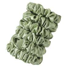 12/10/6pcs Versatile Satin Solid Color Sage Green Scrunchies Hair Accessories, Multi-Color, Simple & Lightweight, Suitable For All Seasons, Hair Ties, Scrunchy Hair Ties, Sport ,Head Piece - Sage Green - View 2