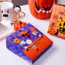 5 kolorowych pudełek na prezenty na Halloween z upiornymi nadrukami, idealne na paczki z upominkami na imprezę, do rozdawania słodyczy, jako akcenty dekoracyjne do domu, na imprezy halloweenowe i jako świąteczny upominek